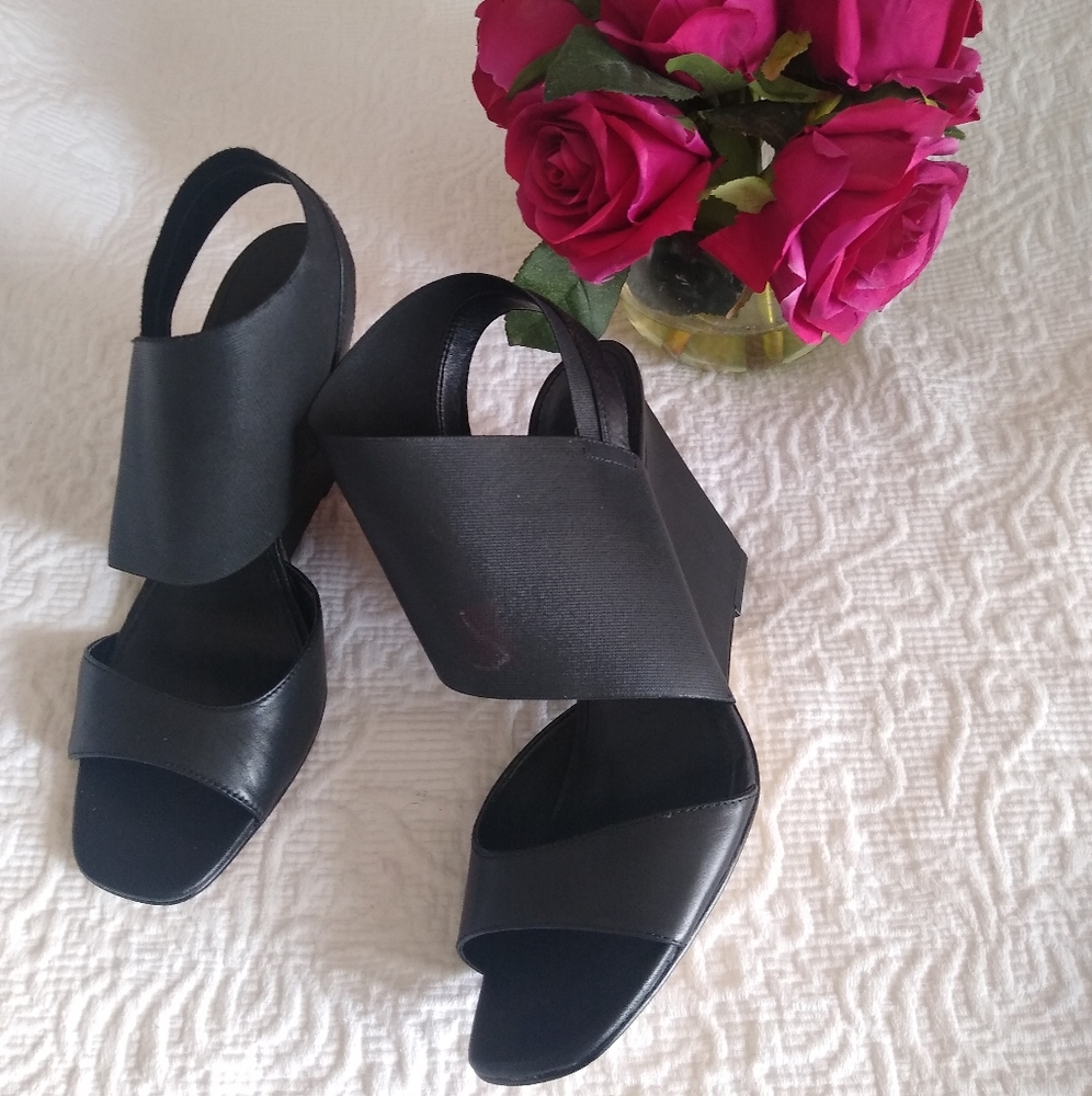 Kyla Leather Elastic Wedge Sandals